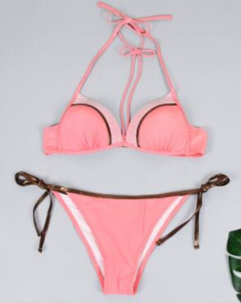 

women plus big large women split bikini gathered swimsuit high waist bikinis sets triangle fat flexible wear