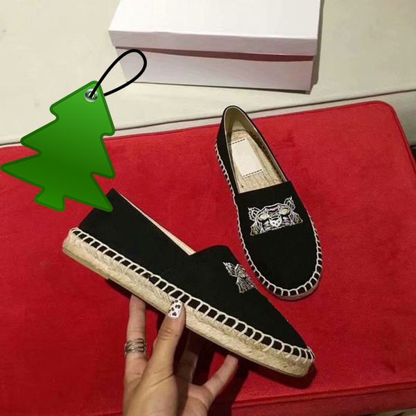 

новая модная вышитые соломы тканой обуви рыбак ленивых пару обуви, Black