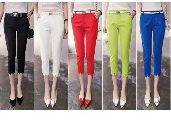 

women capris pants summer 2020 casual lady mid-calf length workwear trousers high waist female slim elastic candy color leggings, Black;white