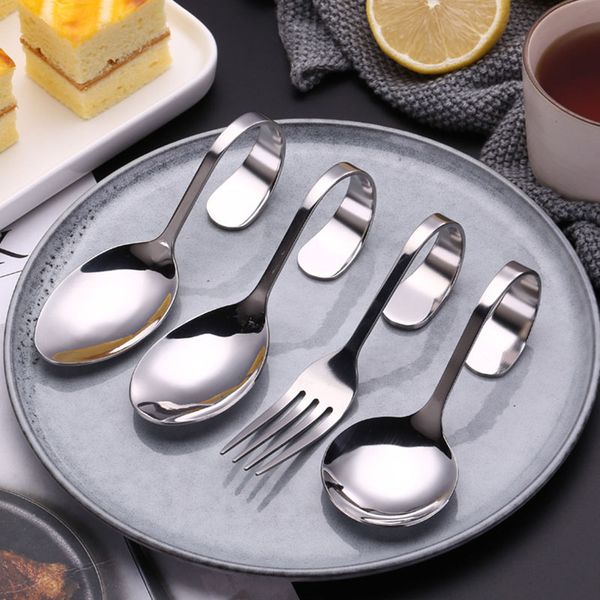 

нержавеющая сталь bend flatware креативной изогнутая ручка ножевых бент вилка ложка посуда для десерта кухонных принадлежностей wx9-1688