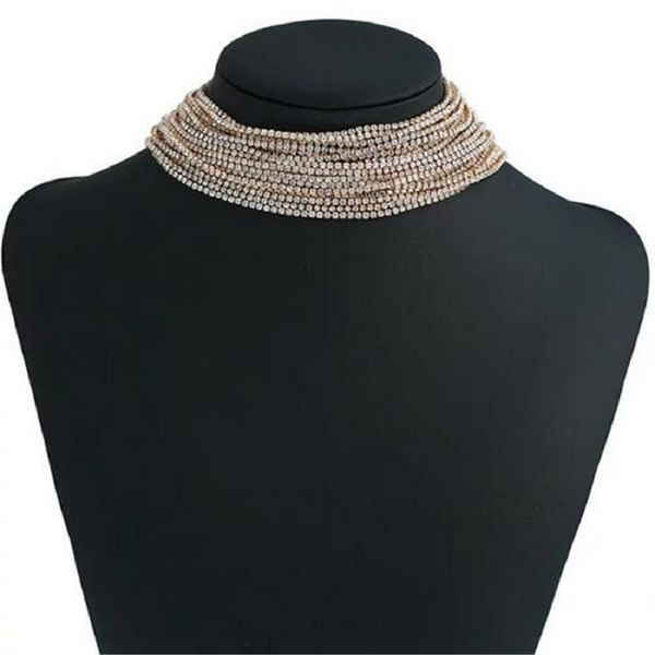 

fashion exaggerated wild trend copper welding multi-layer super flash necklace, Silver