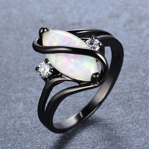

2020 ring for women oval opal stone cubic zirconia black gold color ring fashion jewelry party gift dropshipping z2n611, Golden;silver