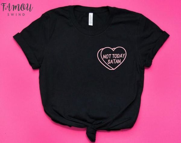 

not today satan pink pocket print women tshirt cotton casual funny t shirt for lady yong girl tee drop s, White