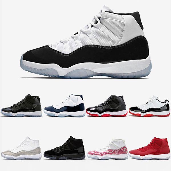 

snake skin 11 xi mens basketball shoes 11s sliver triple white bred black cat legend blue space jams concord designer sneakers 5.5-13, White;red