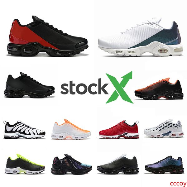 

stock x oreo triple black gold plus tn se men women running shoes university flash hyper crimson volt mens trainer designer sports sneakers