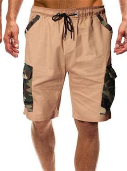 

fashion clothing designer short cargo pants casual loose camouflage drawstring trousers regular multi pocket work trousers male, Black