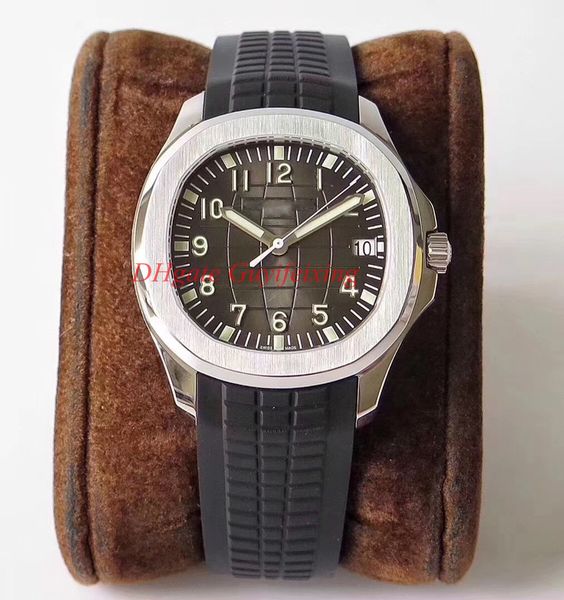 

zf new luxury men watch aquanaut 5615 c 38.5mm*8.6mm ultra thin cal.324 sc automatic movement rubber strap transparent case back watches, Slivery;brown