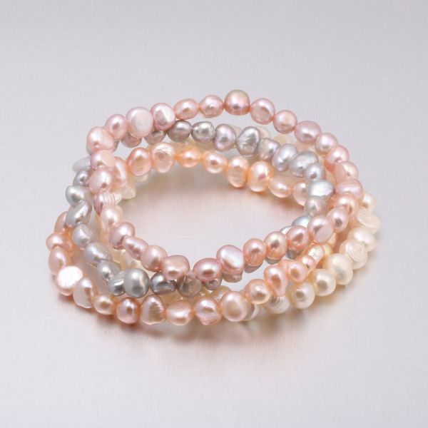

fashion charms bracelets for women wedding party freshwater irregular pearl bracelet bangles fine jewelry 6-7mm, Black