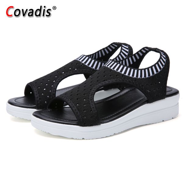 

women sandals fashion casual shoes for woman breathable comfortable walking shoes ladies summer platform slip-on womens shoes t200111, Black