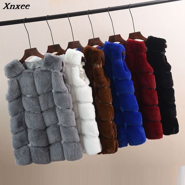 

faux fur coat winter women 2018 casual plus size warm sleeveless faux fur vest winter jacket coat women casaco feminino 5xl, Black