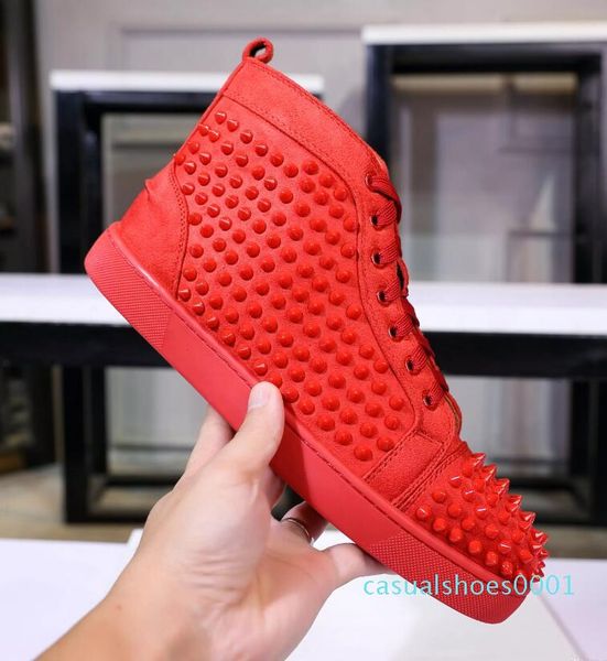 

r luxury red bottoms shoes men women red bottoms heels fashion spikes studded spikes flats sneakers red bottom shoe ac01, Black