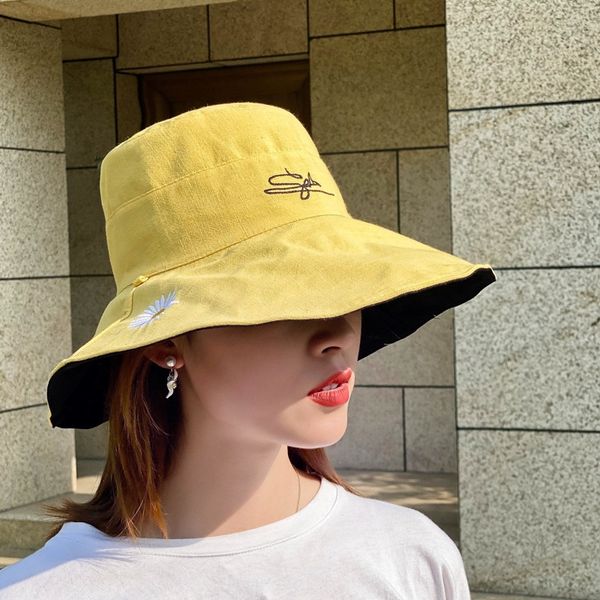

female summer sunscreen outdoor big edge fisherman sunscreen fisherman basin foldable sun hat female hat, Blue;gray