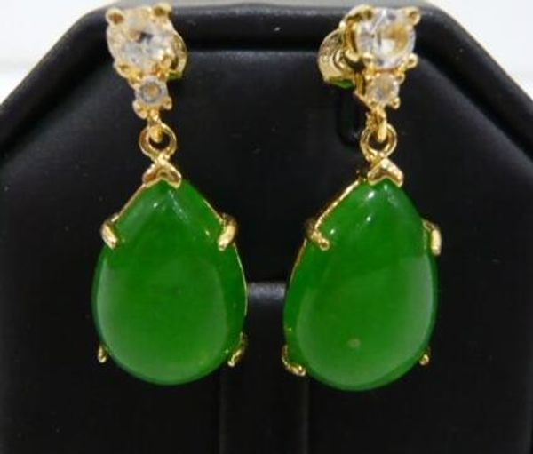 

venta al por mayor Ãºltimas joyas verde jade natural bien chapado en pendientes de moda, Silver