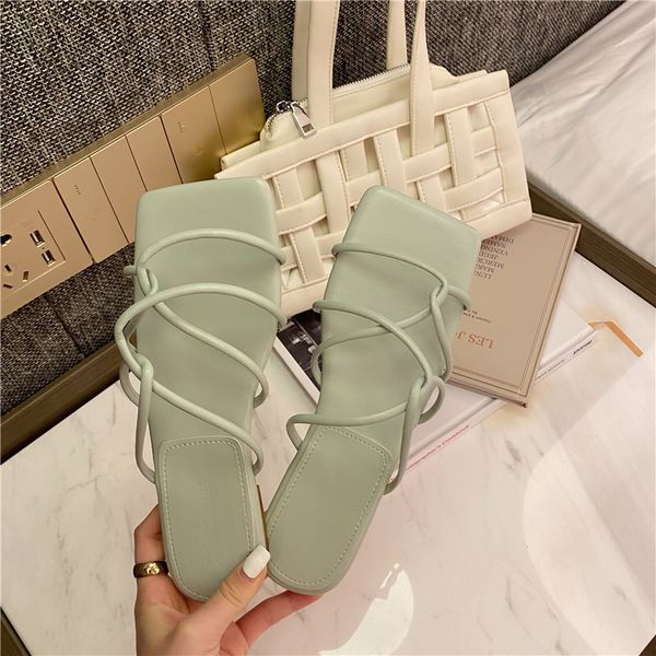 

female shoes slippers flat low slides shose women rubber flip flops square toe 2020 soft hawaiian basic pu, Black