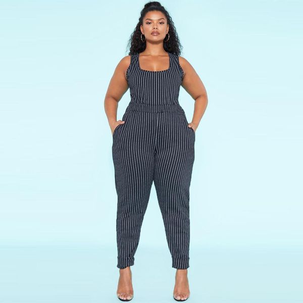 

plus size women striped bow clubwear playsuit bodysuit party overall jumpsuit strappy romper sleeveless long trousers, Black;white