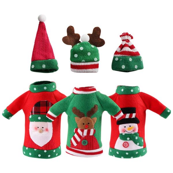 

3pcs ugly christmas sweater wine bottle cover, handmade wine bottle sweater for christmas decorations ugly christmas sweater par other house