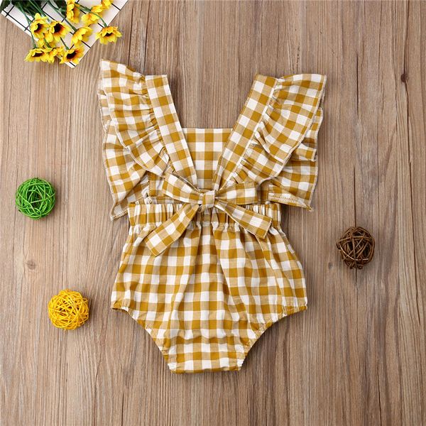 

baby summer clothing cotton baby girls ruffle plaid bodysuit overalls newborn infant boys jumpsuit holiday casual clothes, Blue