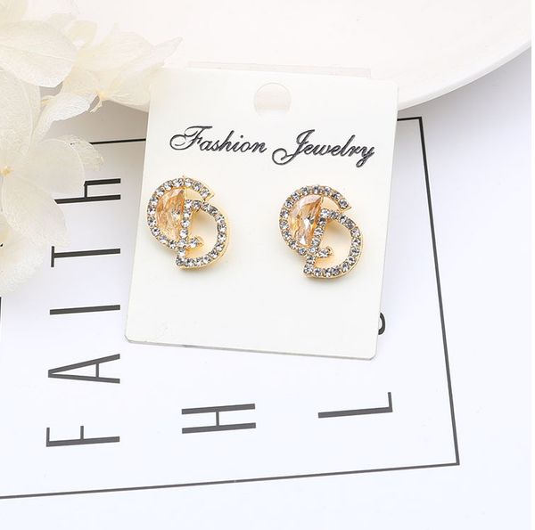 

2020 hot new fashion jewerly известный бренд шпилька стальная резьба письмо серьги из нержавеющей стали классические серьги с драгоценными к, Golden