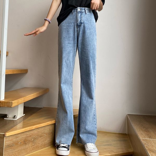 

women's jeans summer high waist bootcut flared straight loose long for women tall s  l xl, Blue