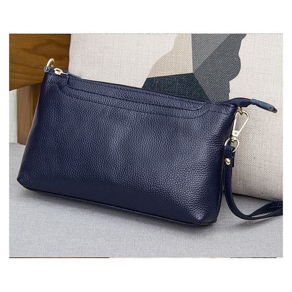 

2018 women genuine leather messenger wristlet day clutch female crossbody first layer cowskin bag t200223