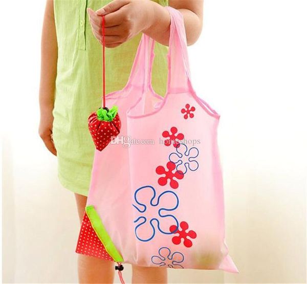 

creative environmental storage bag handbag strawberry foldable shopping bags reusable folding grocery nylon eco tote bag