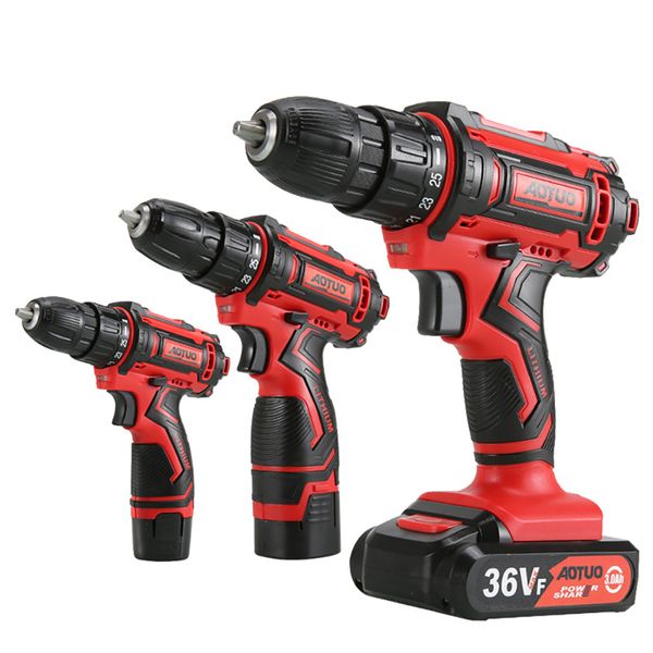 

12v 18v 36v electric screw driver cordless drill electric screwdriver mini wireless power driver dc lithium-ion battery 3/8-inch