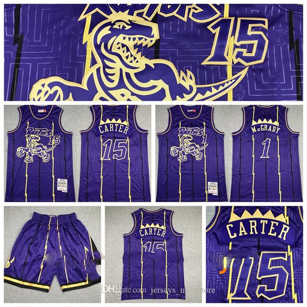 

throwback toronto raptors jersey 1 tracy mcgrady vince carter 15 mitchell ness purple hardwoods vintage basketball jerseys, Black;red