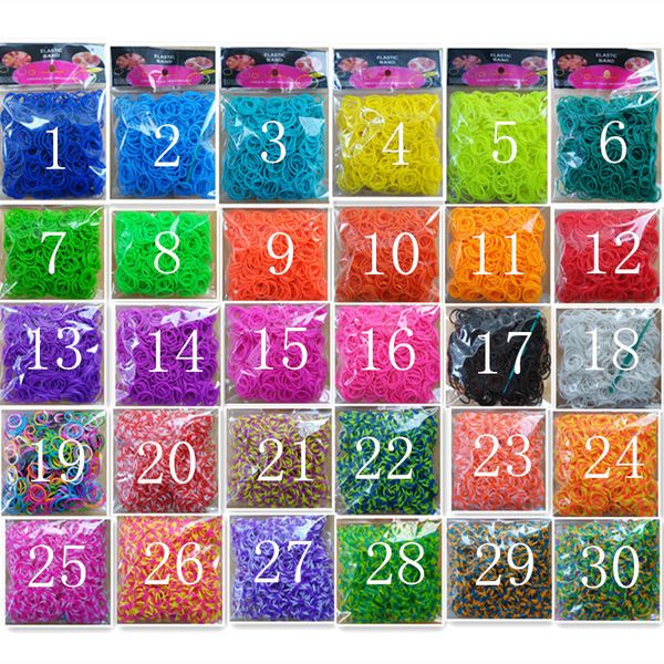 20 Couleurs En Caoutchouc Coloré Loom Bandes Pack 600 Pcs 24 S Clip 1 Crochet Ensemble Recharge Filles Enfants Bricolage Bracelet Accessoires 5 packs / lot En Gros