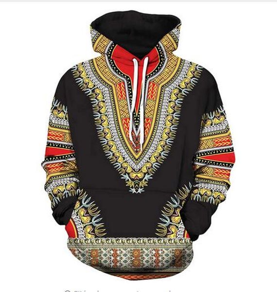 

new fashion men/women african dashiki funny 3d sweatshirts hoodies autumn winter casual print hooded pullovers wr087, Black