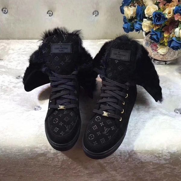 

12-snow boots air french brand womens luxuries shoes with calfskin leather sneaker fashion booties basketball shoes with box ing, Black
