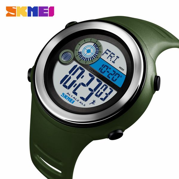 

skmei fashion outdoor sport watch men big dial simple watches calendar pu strap waterproof led digital wristwatches reloj hombre, Slivery;brown