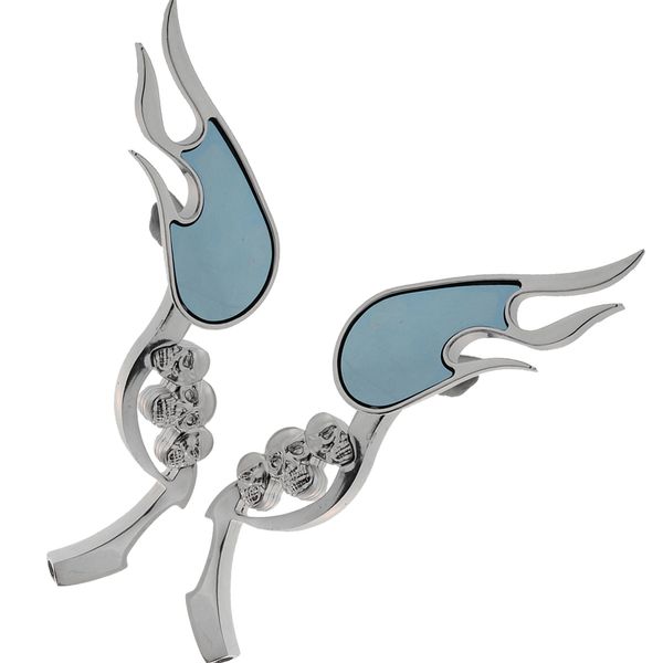 

8mm/10mm anti-glare flame chrome rear view mirror with blue glass