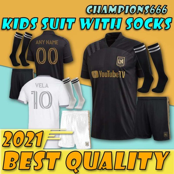 

дети комплект мальчик 2020 2021 лос-анджелес фк lafc футбола трикотажных изделий 20 21 mls циммерман gaber rossi ciman vela custom маек, Black