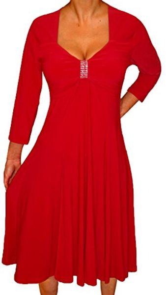 

funfash plus size women long sleeves a line red dress made in usa, Black;gray