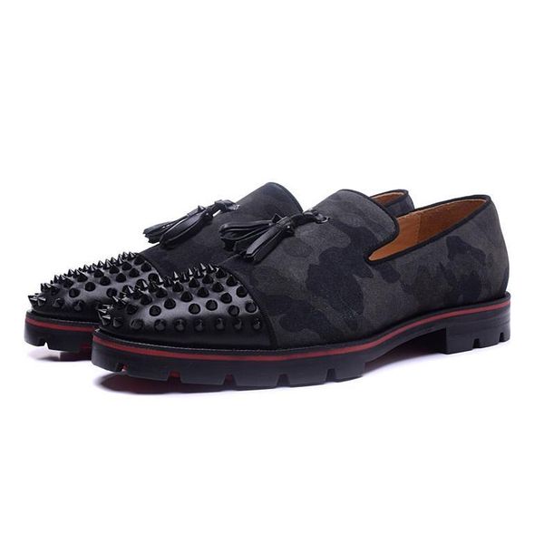 

fashion designer shoes red is bottoms men women studded spikes flats shoes wedding glitter party lovers genuine leather casual rivet sneaker, Black