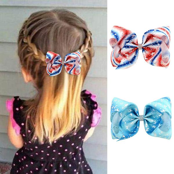 

unicorn hot drilling ленты лук зажим для волос big girl, аксессуары модные волос, Slivery;white