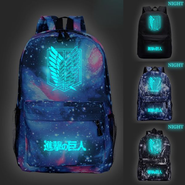 

anime attack on titan luminous backpack teens school bag children kids galaxy backpack book bag travel