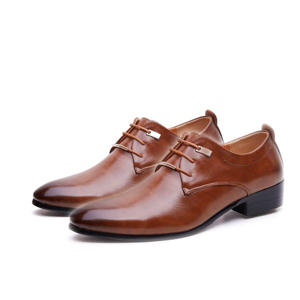 

hign quality men flats leather dress shoes brogue pointed oxford flat male casual shoes men's luxury, Black