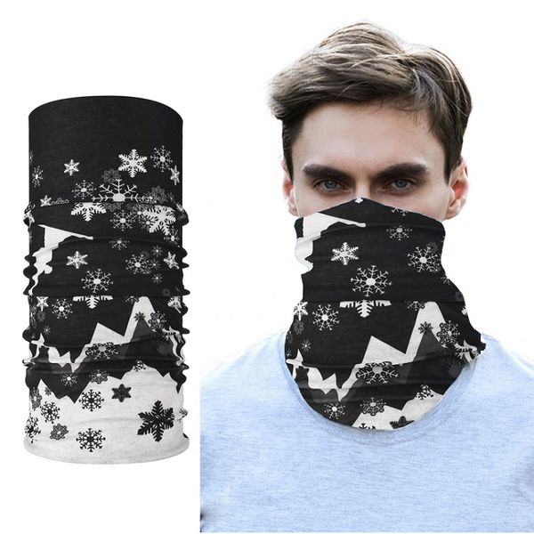 

cycling caps & masks snowflake printed neck gaiter scarf multifunctional seamless tubular bandanas tube anti-sweat sunshade dust-proof headb, Black