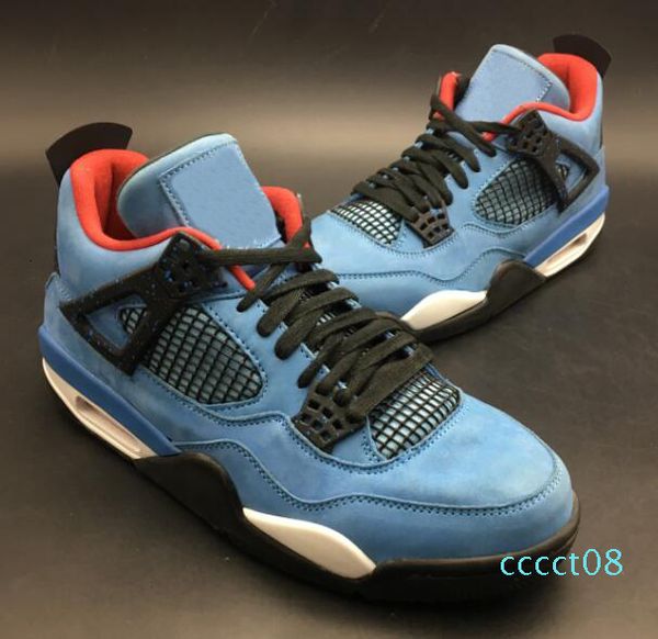 

travis scotts 4 cactus jack university blue black suede basketball shoes men 4s suede cactus jack sneakers with box cct08
