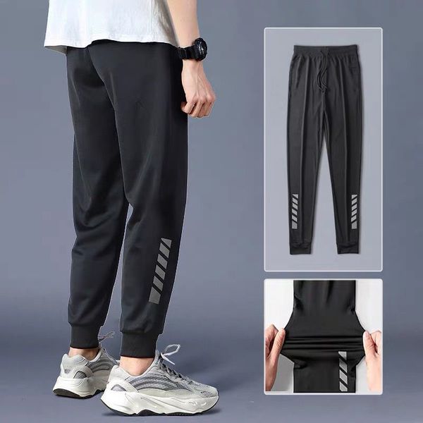 

summer sport pants men running pants with pockets training and joggings men soccer fitness for, Black;blue