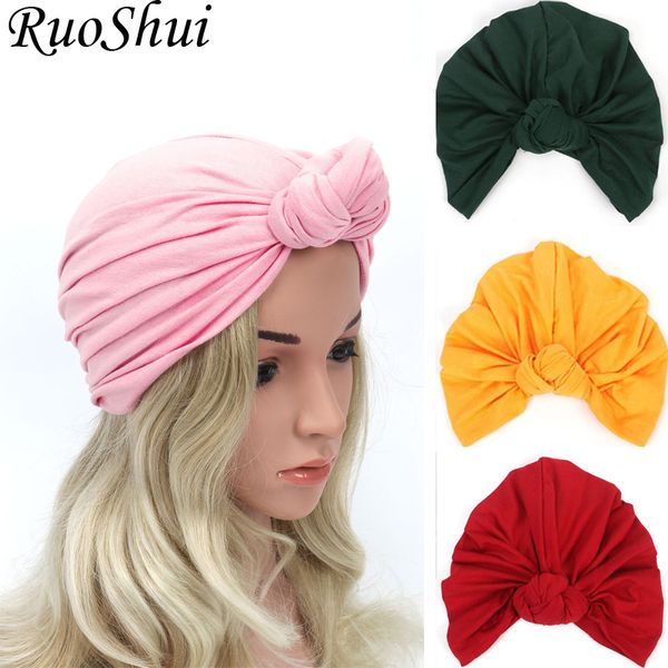 

women bohemian style warm winter autumn knot turban hat stretchy cloche cap fashion boho soft cross hair accessories muslim hat
