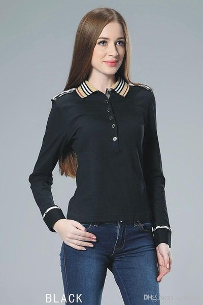 

womens 2019 luxury designer clothes pure color shirt cuff design brand womens designer t shirts long sleeves striped collar