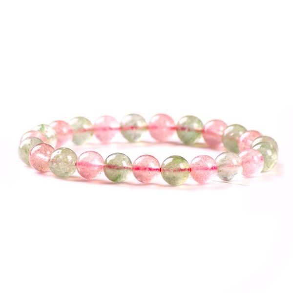

dropshipping natural strawberry crystal bracelet 8-10mm round beaded beaded bracelet, Black
