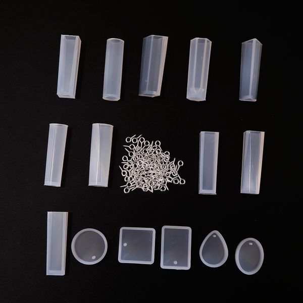 

115pcs silicone resin mold for diy jewelry pendant making and screw eye pins