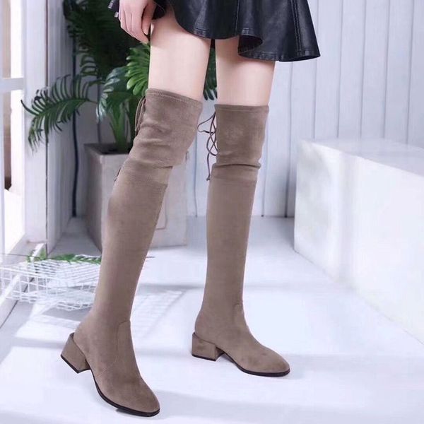 

british wind black over the knee boots women's high heels new breathable pointed thin skinny boots high tube thick with elastic boot