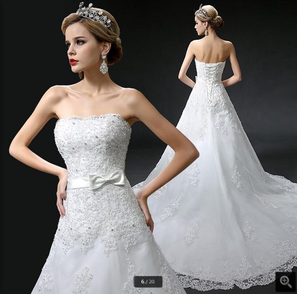 

robe de mariage red lace appliques a line wedding dress strapless sweetheart neckline beading sequined wedding gowns corset bride dresses, White
