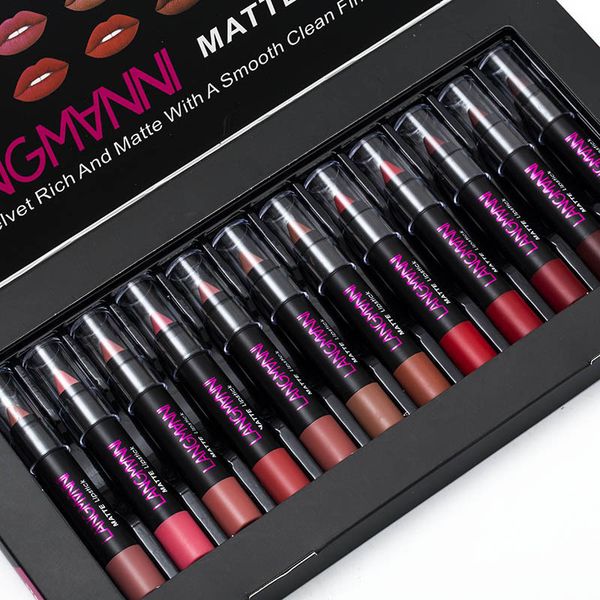 

12 pcs matte lipstick pen liquid lipstick kit velvet lip glaze cosmetics 789