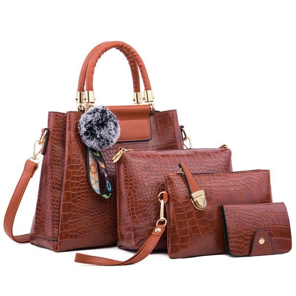 

designer handbags women shoulder bags new style leather tote bag women purse large handbags 4pcs/set #lp7x2