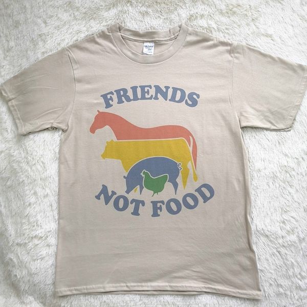 

друзья не еда tshirt vintage tshirt tee подарок для vegan рубашки вегетарианских природной симпатичной tops хиппи 7 80s 90s tops, White